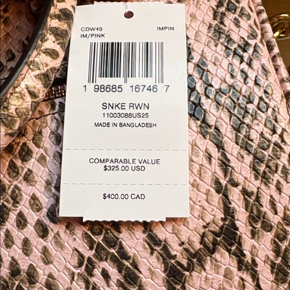 Coach Pink Python-Print Leather regular size Rowan - Picture 5 of 5